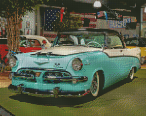 White And Blue 1956 Dodge Diamond Painting