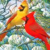 Winter Red And Yellow Cardinal Diamond Painting