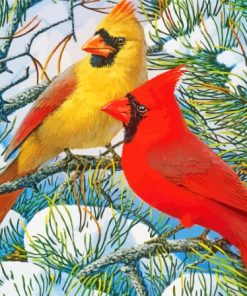 Winter Red And Yellow Cardinal Diamond Painting