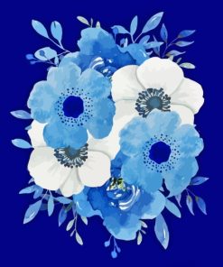 Abstract Blue Bunch Flowers Diamond Painting