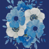 Abstract Blue Bunch Flowers Diamond Painting