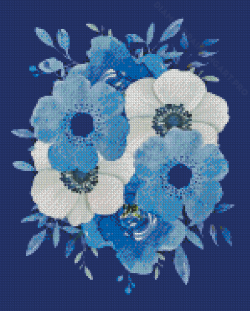 Abstract Blue Bunch Flowers Diamond Painting