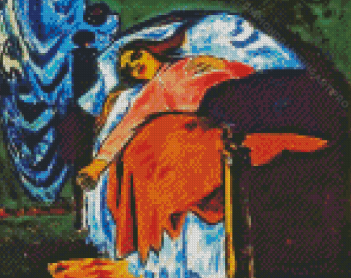 Abstract Woman On Bed Diamond Painting