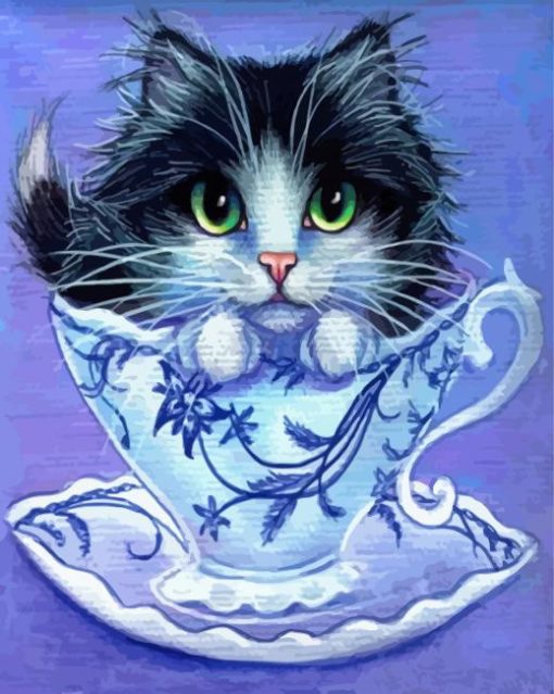 Aesthetic Cat In Cup Diamond Painting