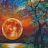 Aesthetic Orange Moon Diamond Painting