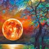 Aesthetic Orange Moon Diamond Painting