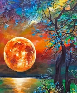 Aesthetic Orange Moon Diamond Painting