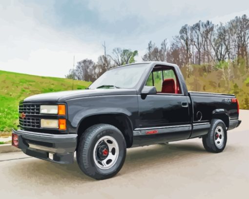 Black 1990 Chevy Diamond Painting