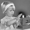 Black And White Little Girl Sewing Diamond Painting