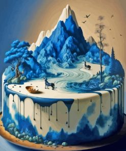 Blue Landscape Cake Diamond Painting