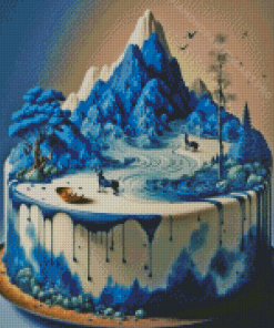 Blue Landscape Cake Diamond Painting