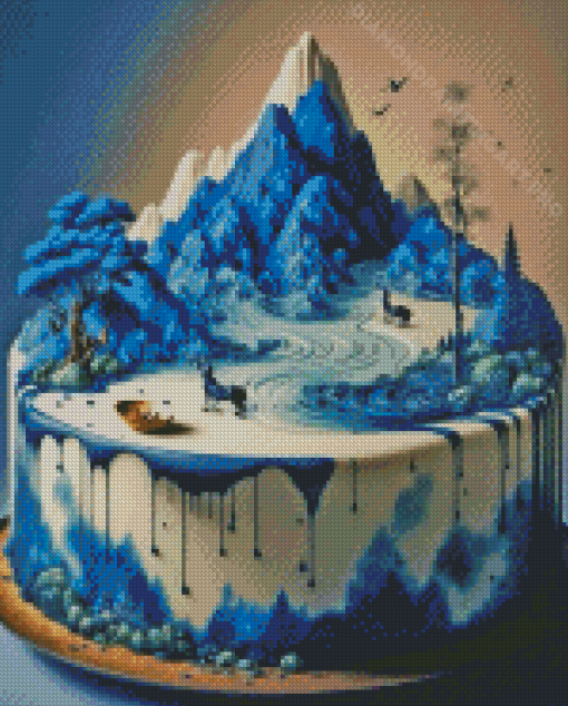 Blue Landscape Cake Diamond Painting