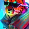 Cheetah Neon Animal Diamond Painting