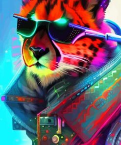 Cheetah Neon Animal Diamond Painting