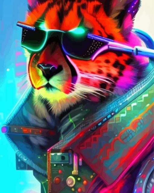 Cheetah Neon Animal Diamond Painting