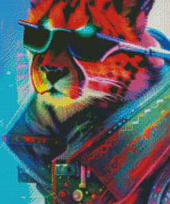 Cheetah Neon Animal Diamond Painting