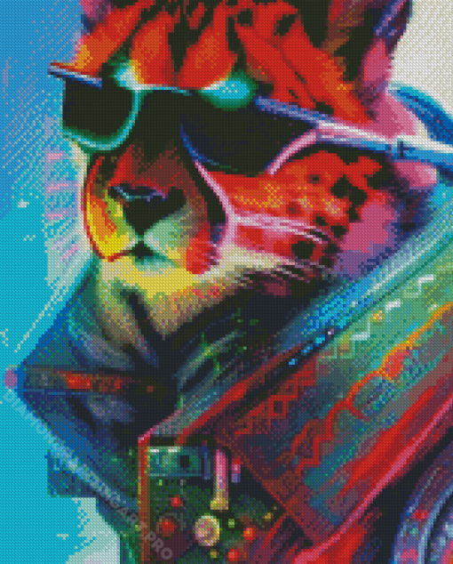 Cheetah Neon Animal Diamond Painting