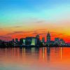 Cleveland Skyline At Sunset Diamond Painting