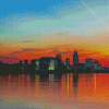 Cleveland Skyline At Sunset Diamond Painting