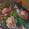 Cat And Flower Vase Diamond Painting