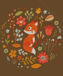 Cool Floral Fox Diamond Painting