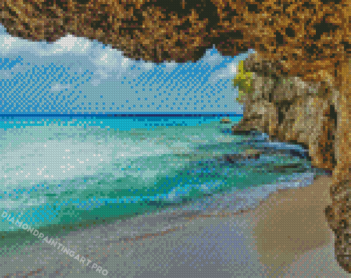 Curacao Beach Rocks Side Diamond Painting