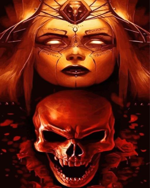 Devil Lady And Skull Diamond Painting