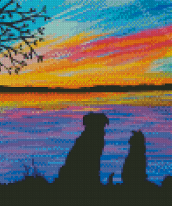 Dog And Cat Silhouette Diamond Painting