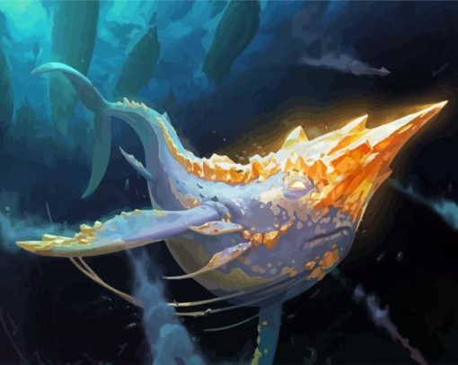 Golden Narwhal Underwater Diamond Painting