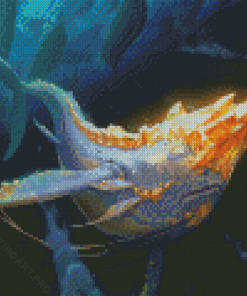 Golden Narwhal Underwater Diamond Painting