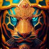 Golden Blue Eyes Tiger Diamond Painting