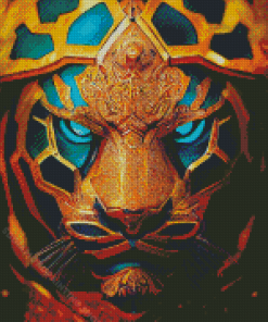 Golden Blue Eyes Tiger Diamond Painting