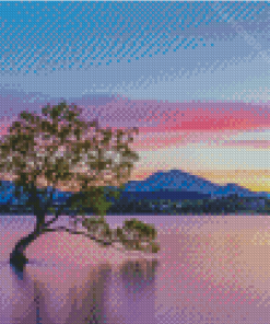 Lake Wanaka Pink Clouds View Diamond Painting