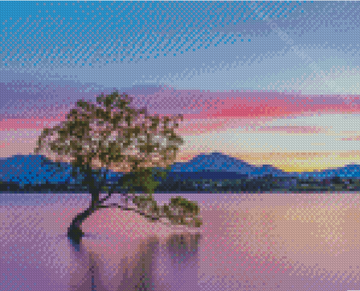 Lake Wanaka Pink Clouds View Diamond Painting