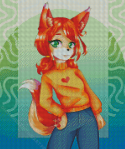 Orange Girl With Fox Diamond Painting