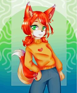 Orange Girl With Fox Diamond Painting