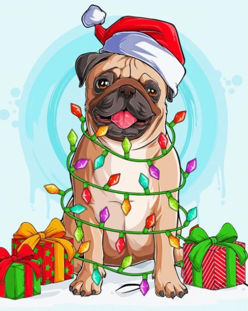 Pugs At Christmas Diamond Painting