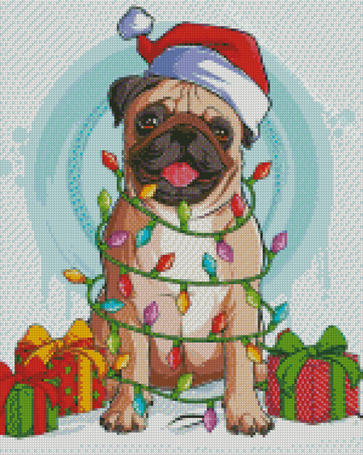 Pugs At Christmas Diamond Painting