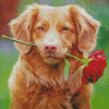 Puppy With Rose Diamond Painting