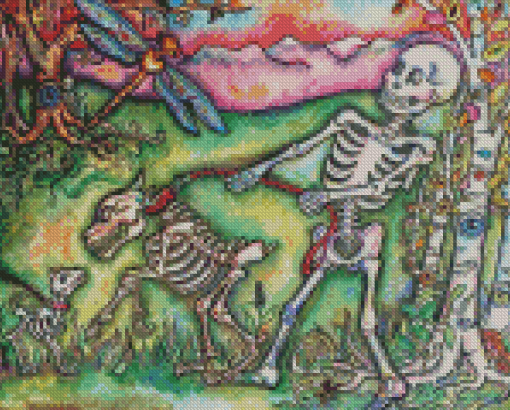 Skull Guy With Dogs Diamond Painting