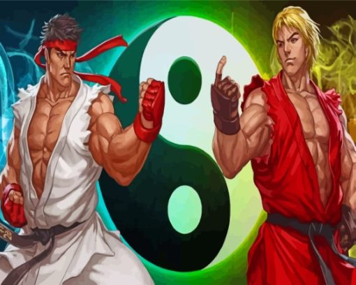 Street Fighter Ryu And Ken Anime Diamond Painting