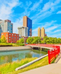 Toledo Ohio With Maumee River In Spring Diamond Painting