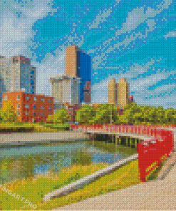 Toledo Ohio With Maumee River In Spring Diamond Painting