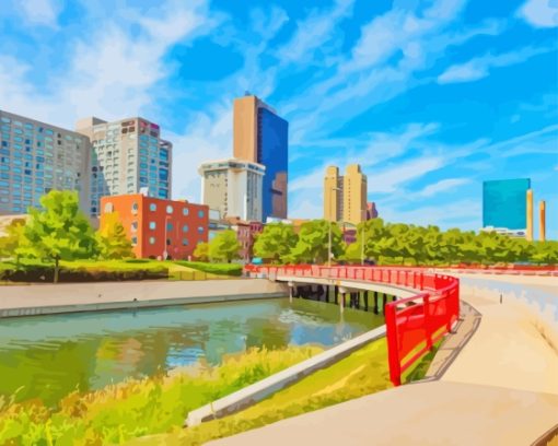 Toledo Ohio With Maumee River In Spring Diamond Painting