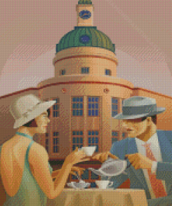 Vintage Couple Having Tea Diamond Painting