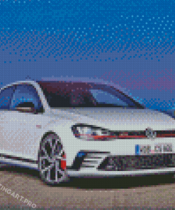 White Golf Gti Car Diamond Painting