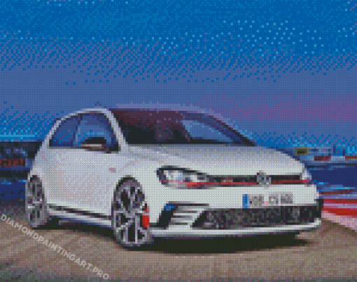 White Golf Gti Car Diamond Painting