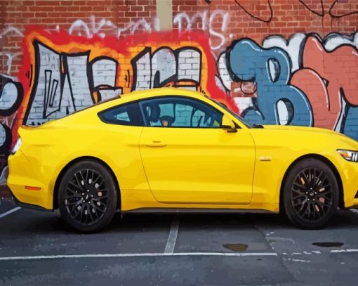 2017 Yelllow Ford Mustang Diamond Painting