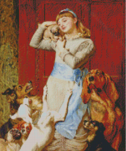 Aesthetic Lady With Dog Diamond Painting