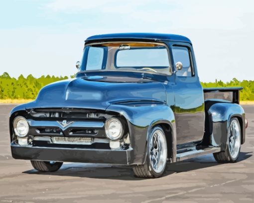 Black 1955 Ford Pickup Diamond Painting